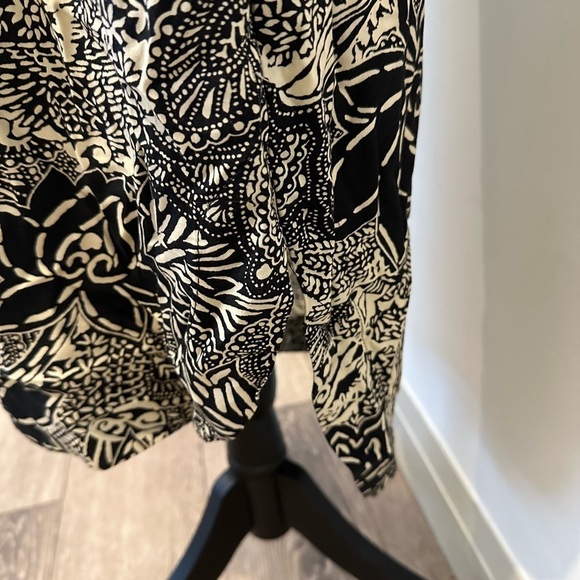 Holding Horses Anthropologie black and cream boho fringe dress midi summer SZ 6 - Picture 2 of 8